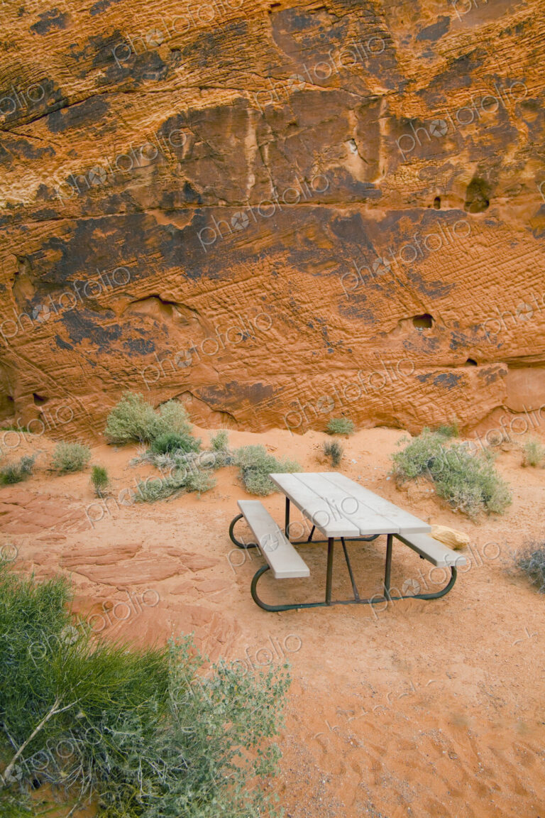 Picnic table in Valley of Fire State Park, Nevada, United States