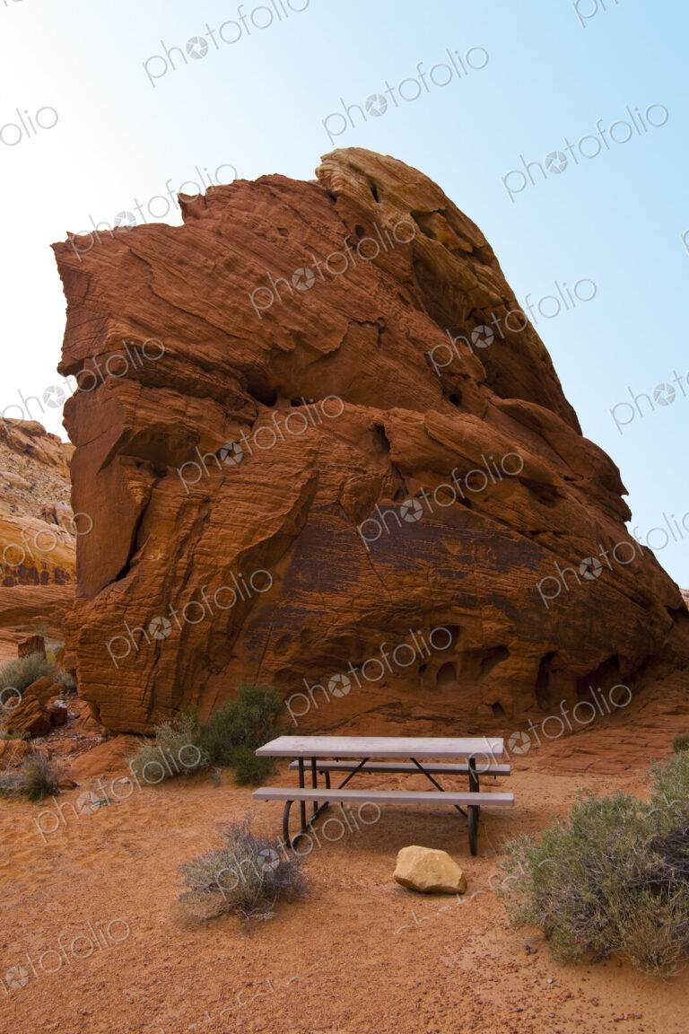 Picnic table in Valley of Fire State Park, Nevada, United States