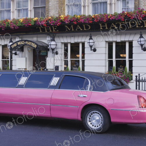 Pink Limo Outside a Pub Pink Limo Outside a Pub