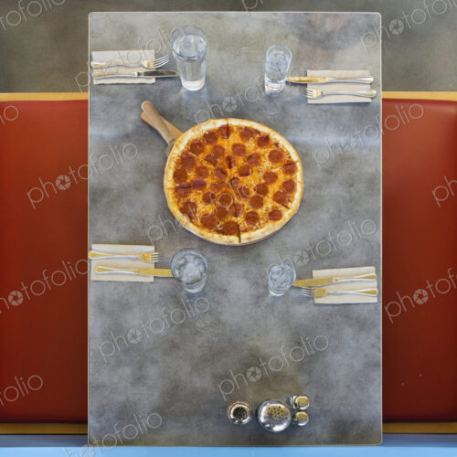 Pizza on table in restaurant