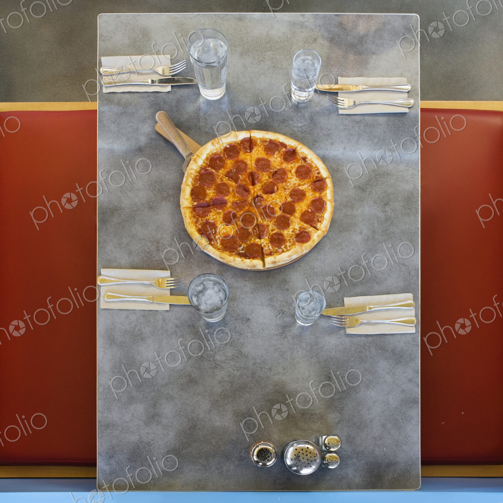 Pizza on table in restaurant