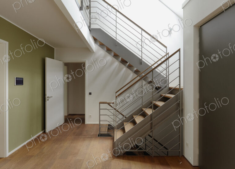 Planks, a wooden floor and staircase in home