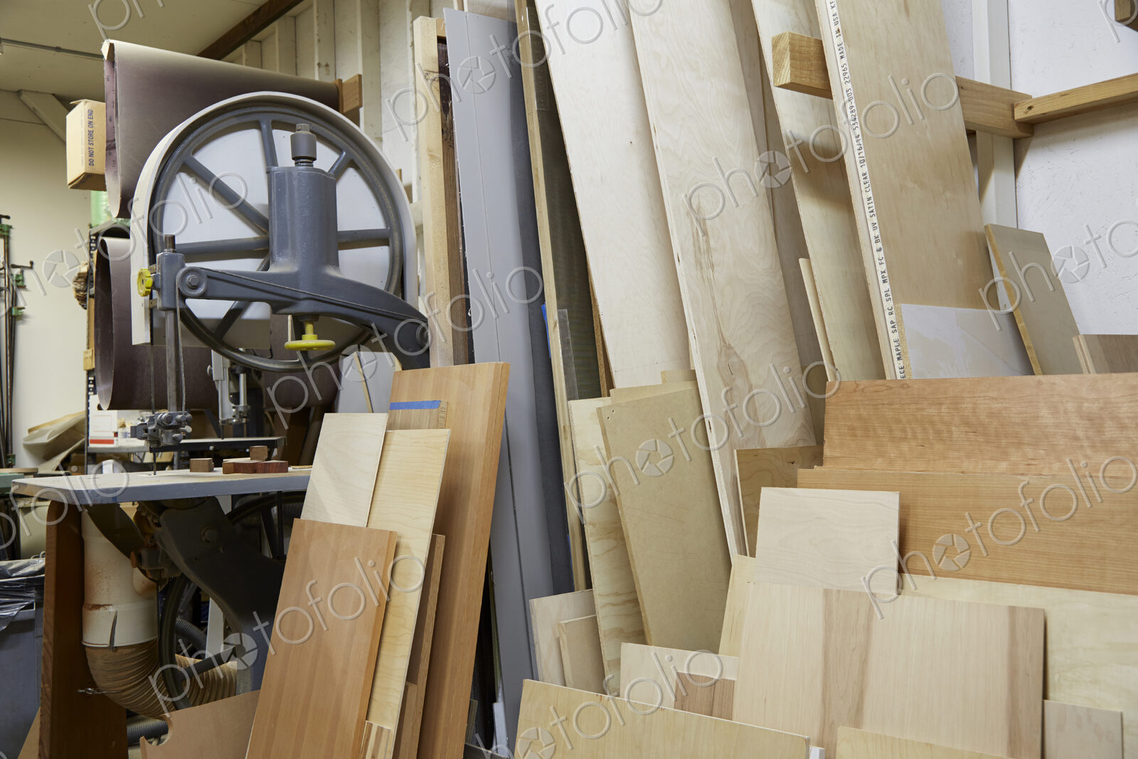 Planks of wood in workshop