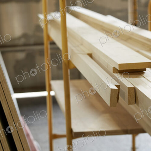 Planks of wood in workshop