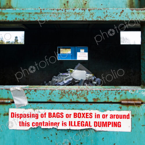 Plastic products in recycling bin, Port Angeles, WA USA