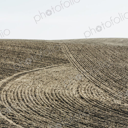 Ploughed earth furrows, patterns on the surface of the soil on farmland near Pullman,… Ploughed earth furrows, patterns on the surface of the soil on farmland near Pullman,…