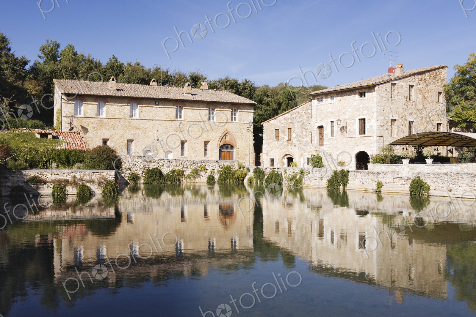 Pond and Old World Buildings