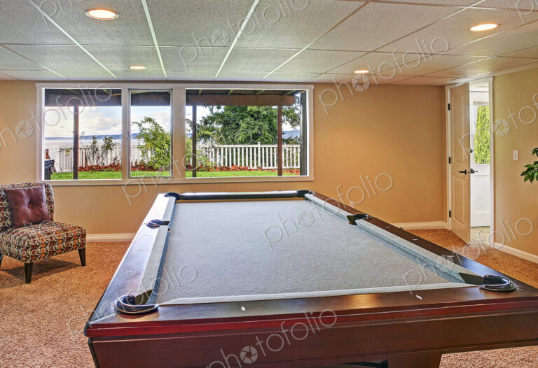 Pool table in game room