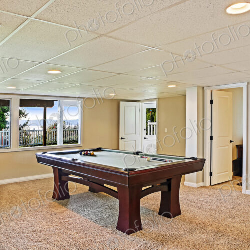 Pool table in game room Pool table in game room