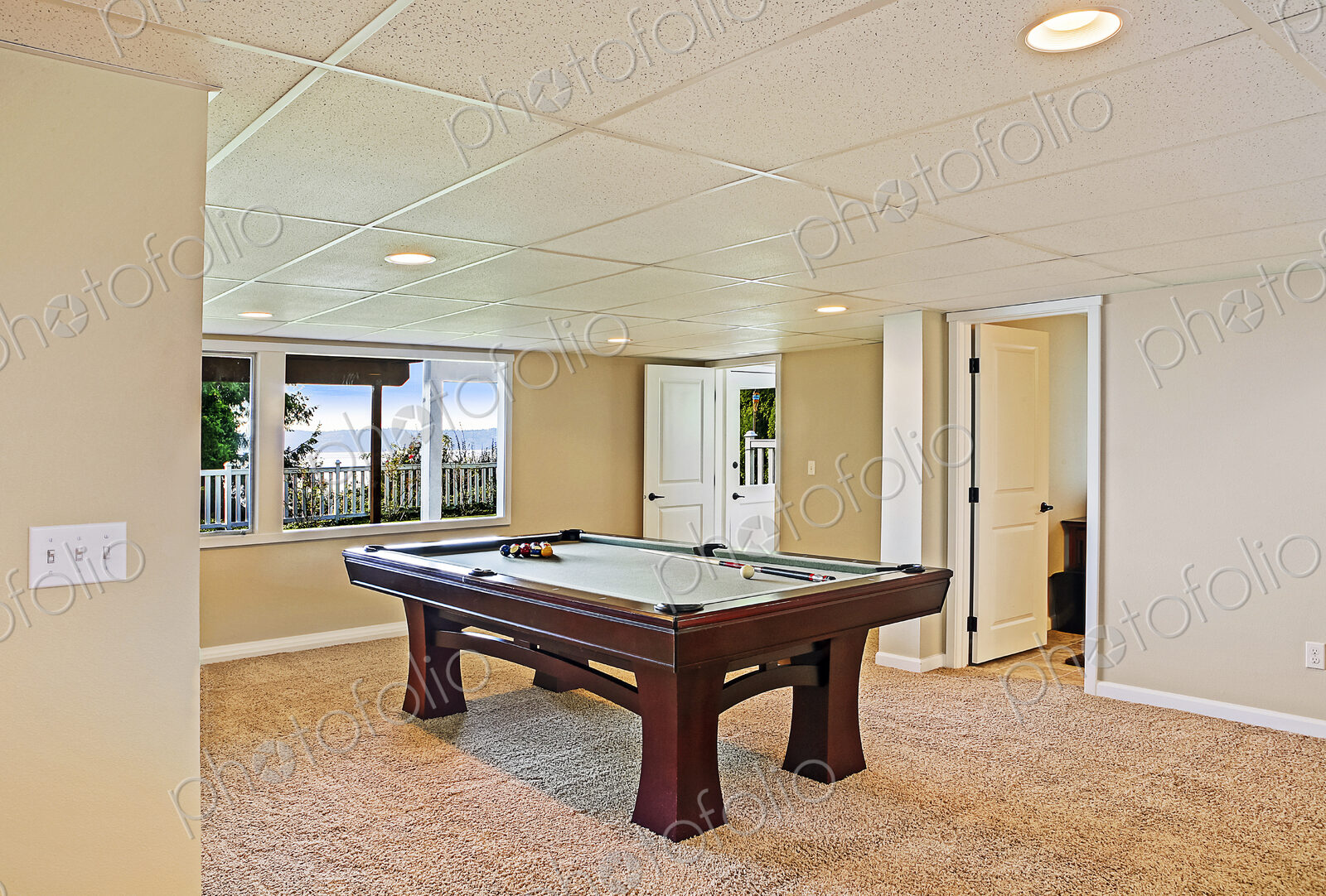 Pool table in game room