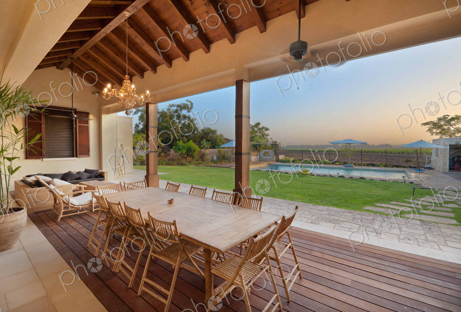 Porch with a Dining Table