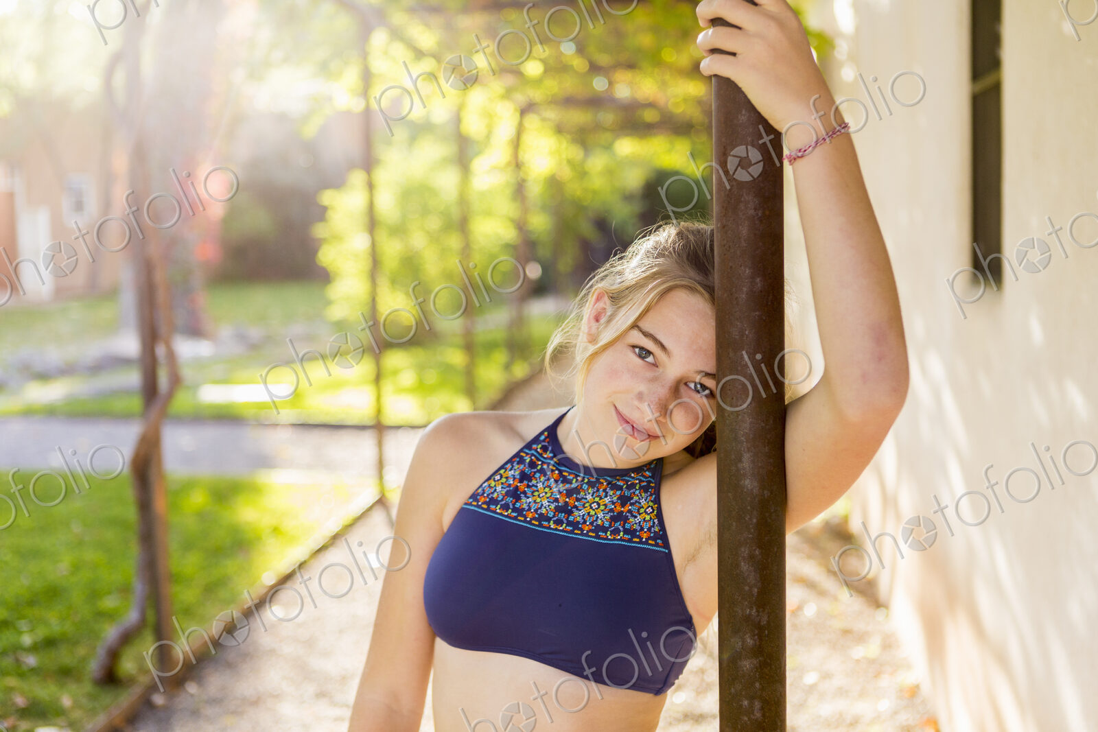 Portrait of 13 year old girl at sunset