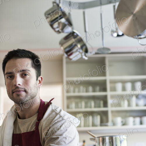Portrait of Hispanic man at home.