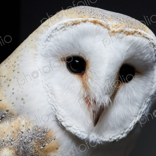 Portrait of a barn owl (Tyto alba) against black background Portrait of a barn owl (Tyto alba) against black background