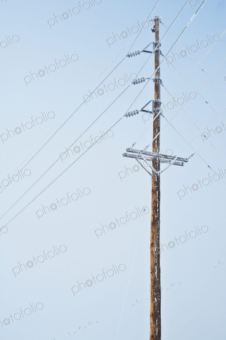 Power Pole Covered in Frost