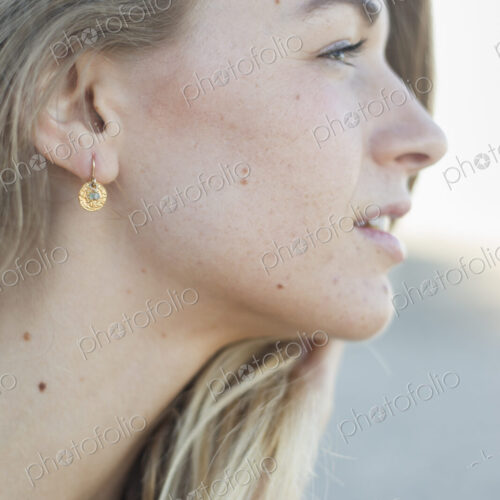 Profile portrait of a blond woman. Profile portrait of a blond woman.