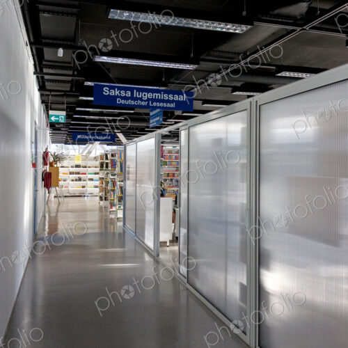 Public Library Interior, modern building with book shelves Public Library Interior, modern building with book shelves