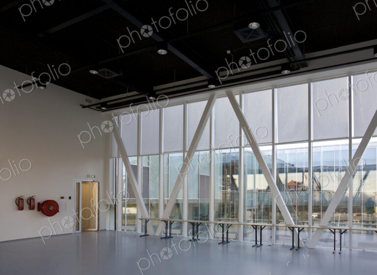 Public Library Interior, modern building with book shelves