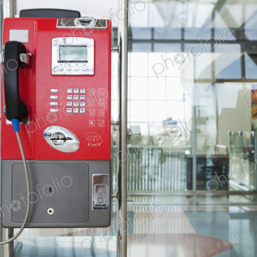 Public telephone in transport building.