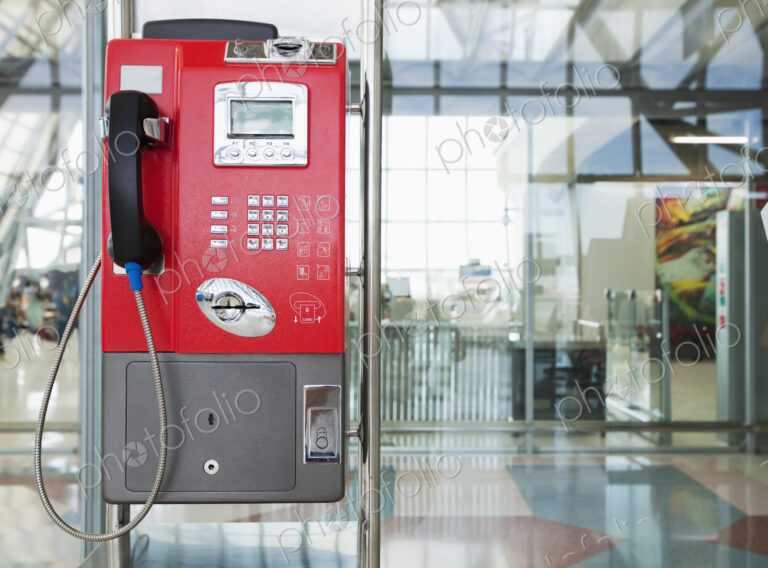 Public telephone in transport building.