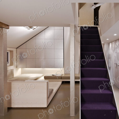 Purple staircase in modern home Purple staircase in modern home
