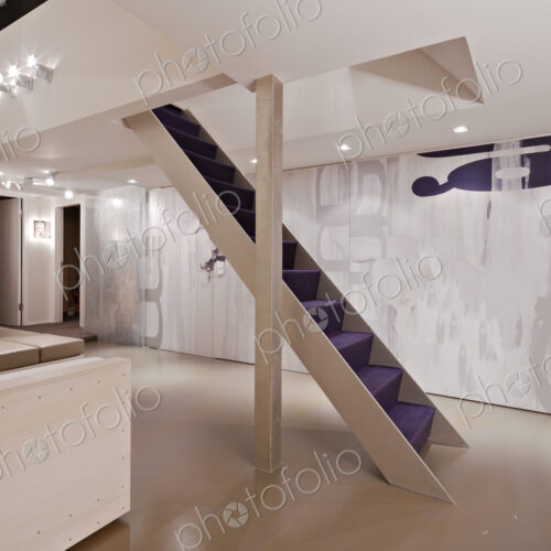 Purple staircase in modern home Purple staircase in modern home
