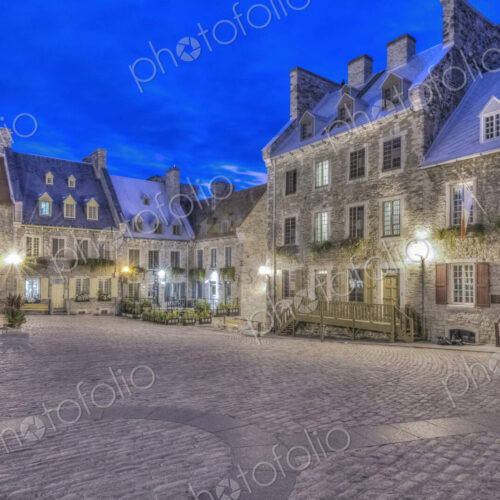 Quebec city old town, Place Royale at dawn. Quebec city old town, Place Royale at dawn.