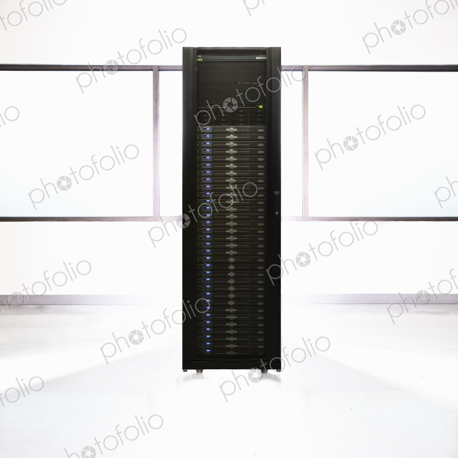 Rack housing servers in computer server farm