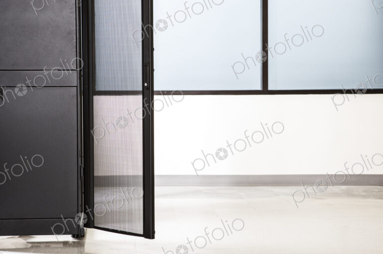 Rack housing servers in computer server farm