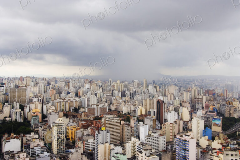 Rain Shower Approaching Downtown Sao Paulo