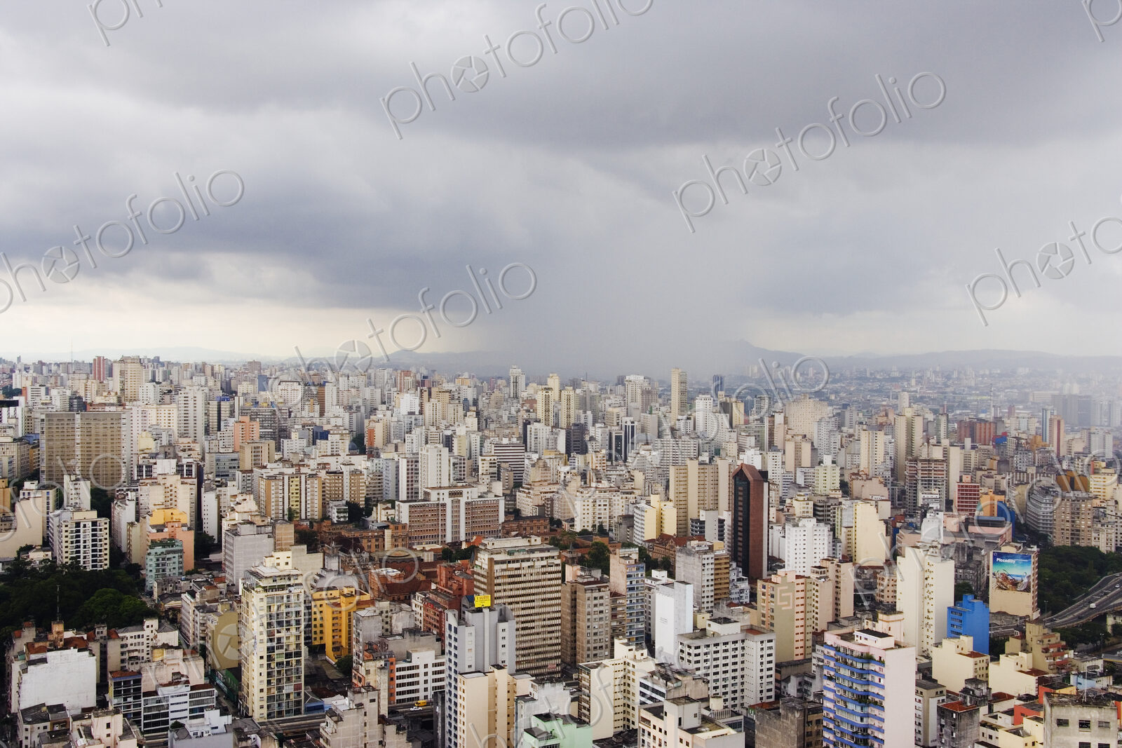 Rain Shower Approaching Downtown Sao Paulo