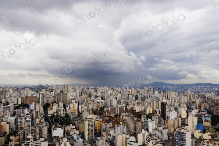 Rain Shower Approaching Downtown Sao Paulo