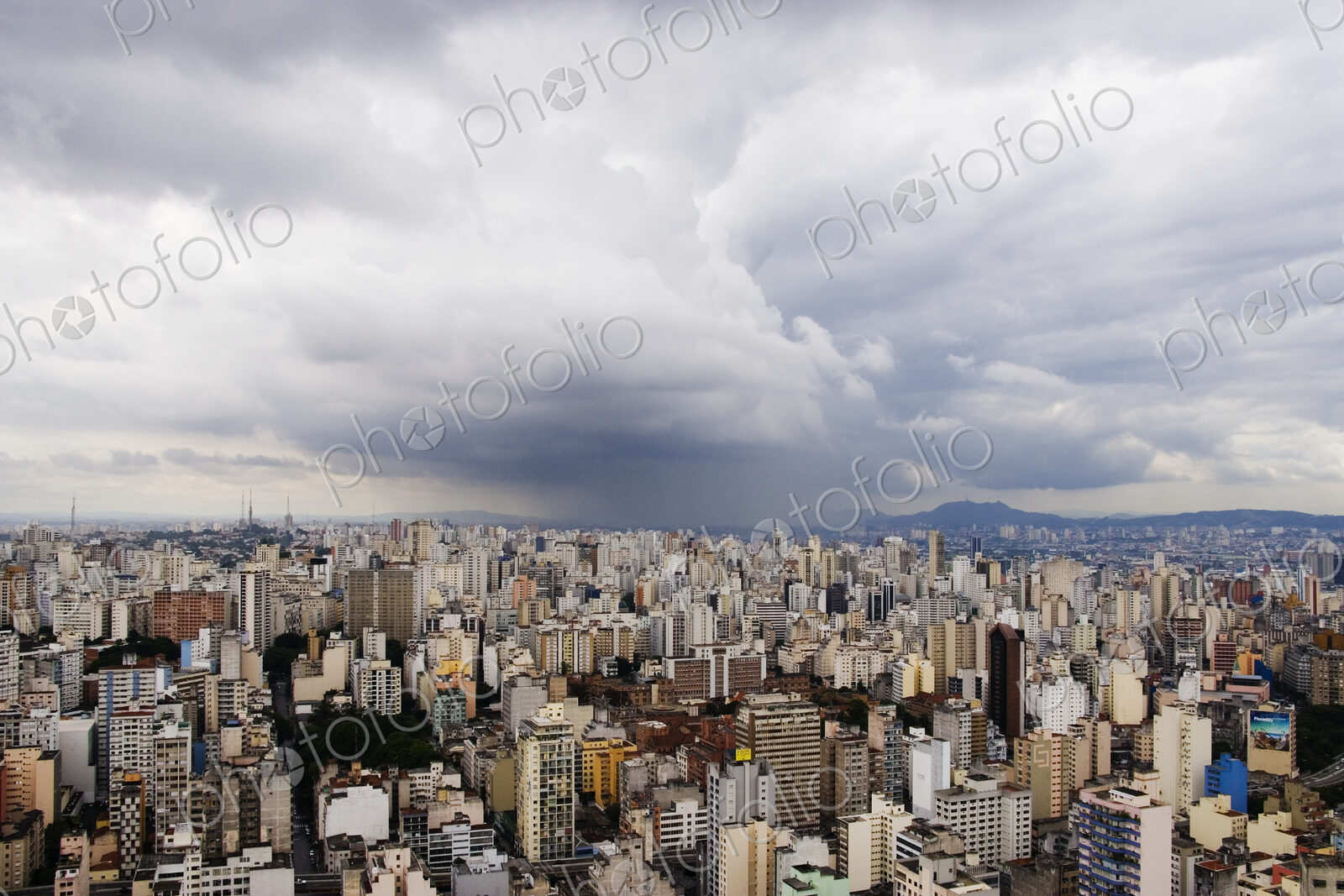 Rain Shower Approaching Downtown Sao Paulo