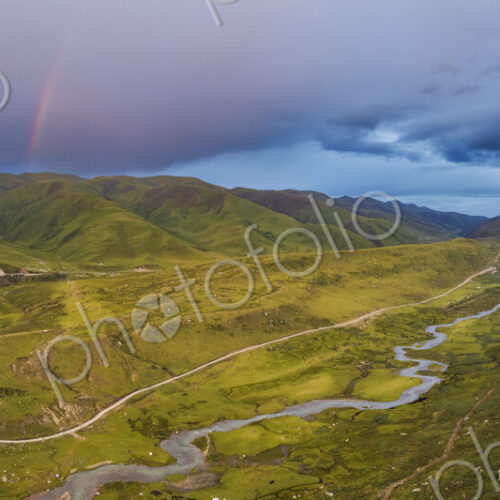 Rainbow at Sunset, Zhuqingcun, Sechuan Province, Kham Tibet, Asia Rainbow at Sunset, Zhuqingcun, Sechuan Province, Kham Tibet, Asia