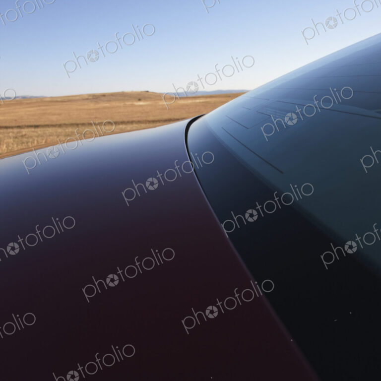 Rear Windshield of a Red Car