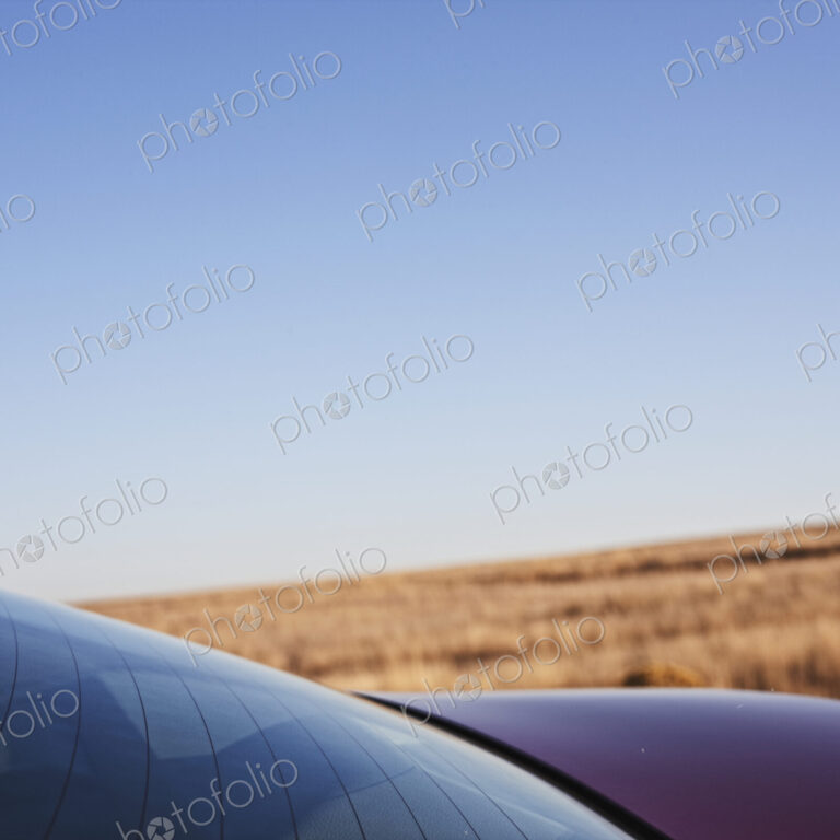 Rear Windshield of a Red Car