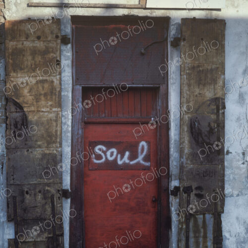 Red Door with Graffiti Red Door with Graffiti