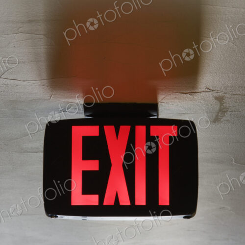 Red Exit Sign on Ceiling Red Exit Sign on Ceiling