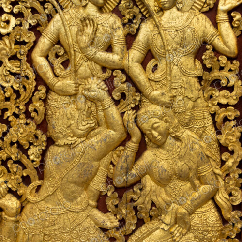 Religious Carvings On The Doors Of Wat Xieng Thong, Laos Religious Carvings On The Doors Of Wat Xieng Thong, Laos