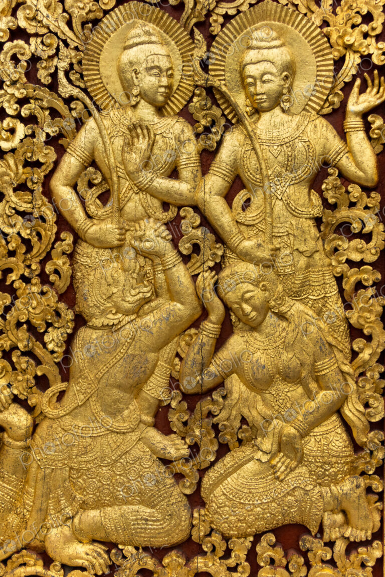 Religious Carvings On The Doors Of Wat Xieng Thong, Laos