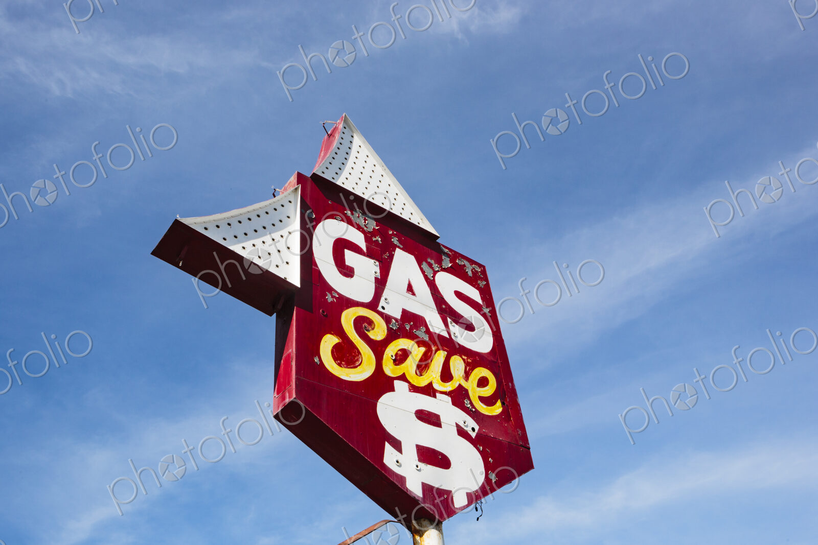 Retro outdoor sign to save on gas, WA USA