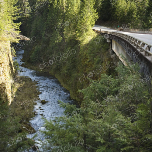 River in Gorge Next to Highway
