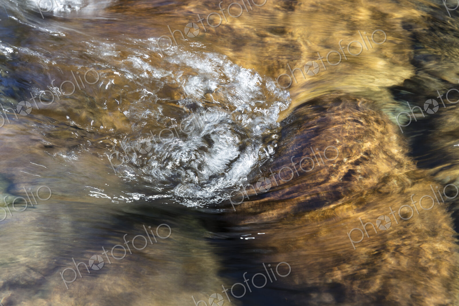 River water abstract, long exposure of river water flowing over boulders and rocks