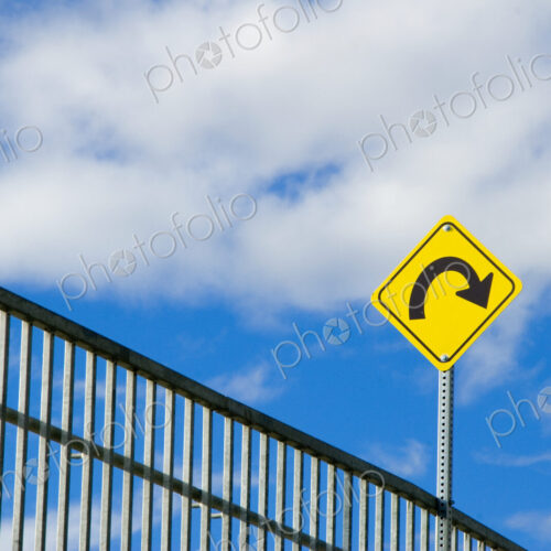Road Sign Warning of a Turn