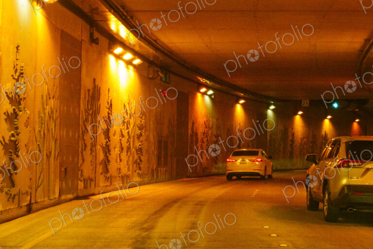 Road through tunnel under Bremerton in Washington State.