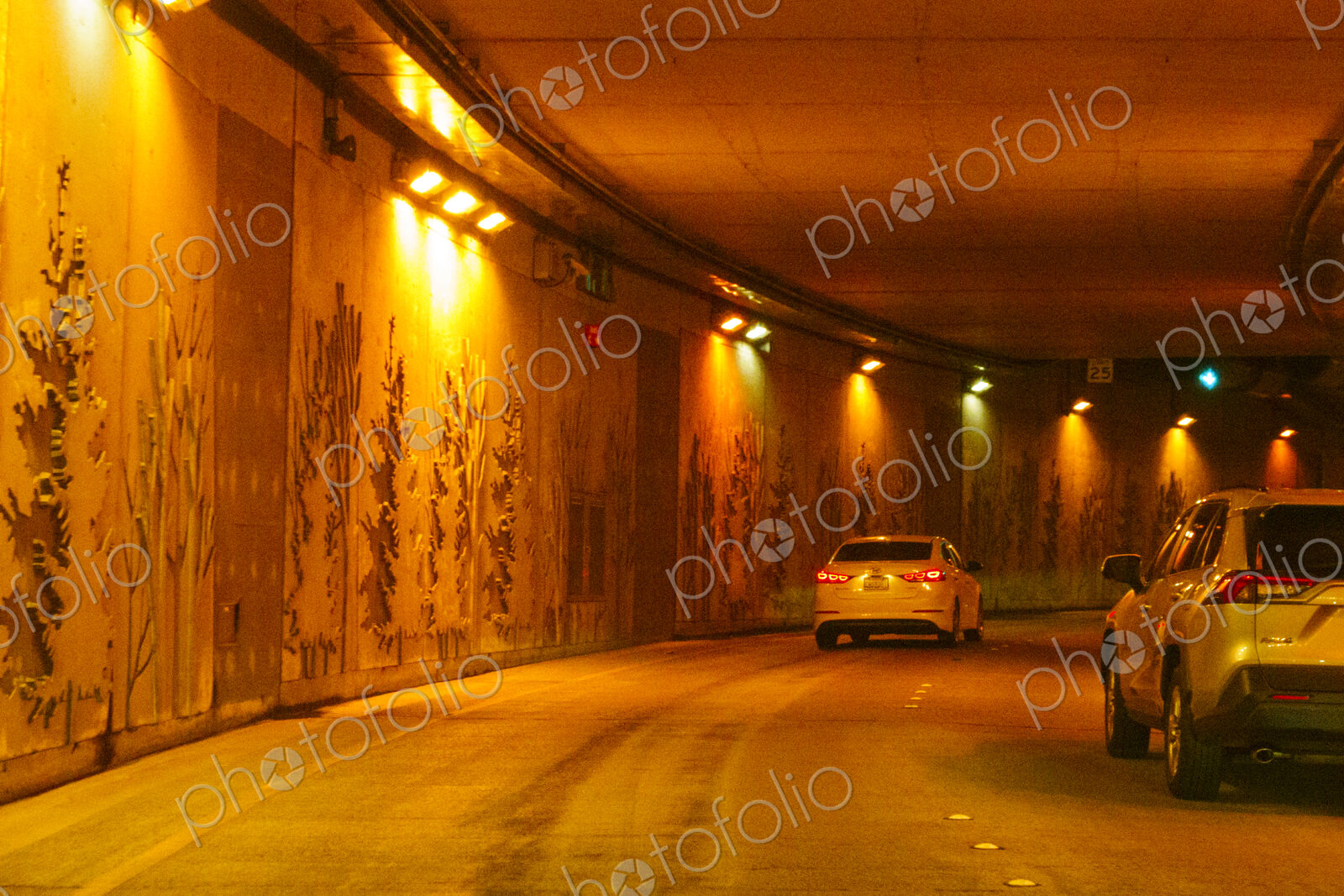 Road through tunnel under Bremerton in Washington State.