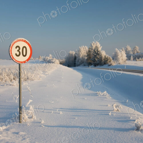 Roadside Sign in Winter Roadside Sign in Winter