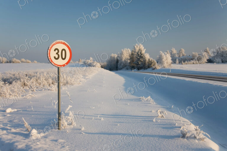 Roadside Sign in Winter