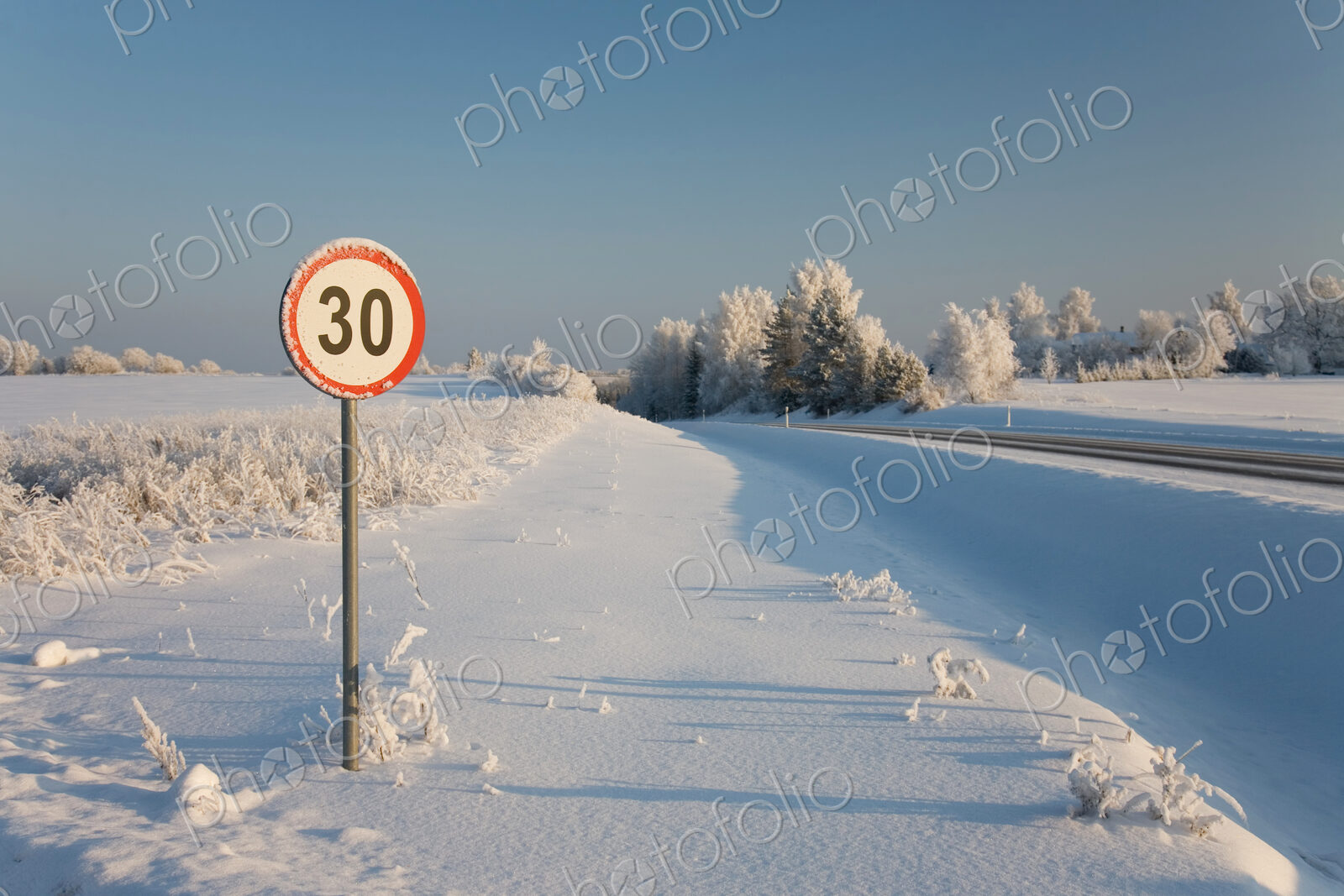 Roadside Sign in Winter