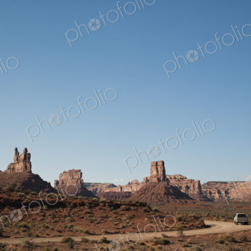 Rock formations along road, Valley of the Gods, Utah, United States
